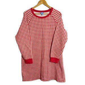 Draper James Gingham Dress Sweatshirt Style Long Sleeve Raspberry Pink Red XL